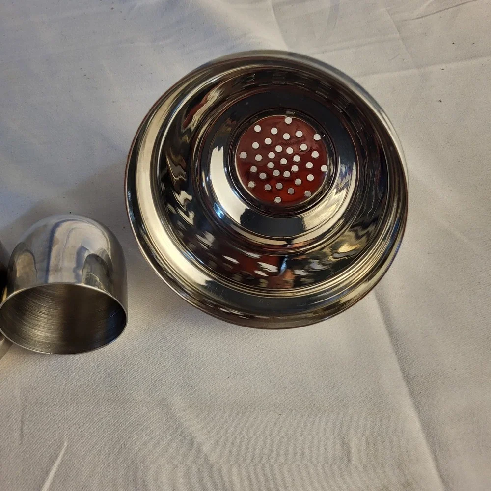 Vintage Stainless Cocktail Shaker Drink Mixer Recipes On Side